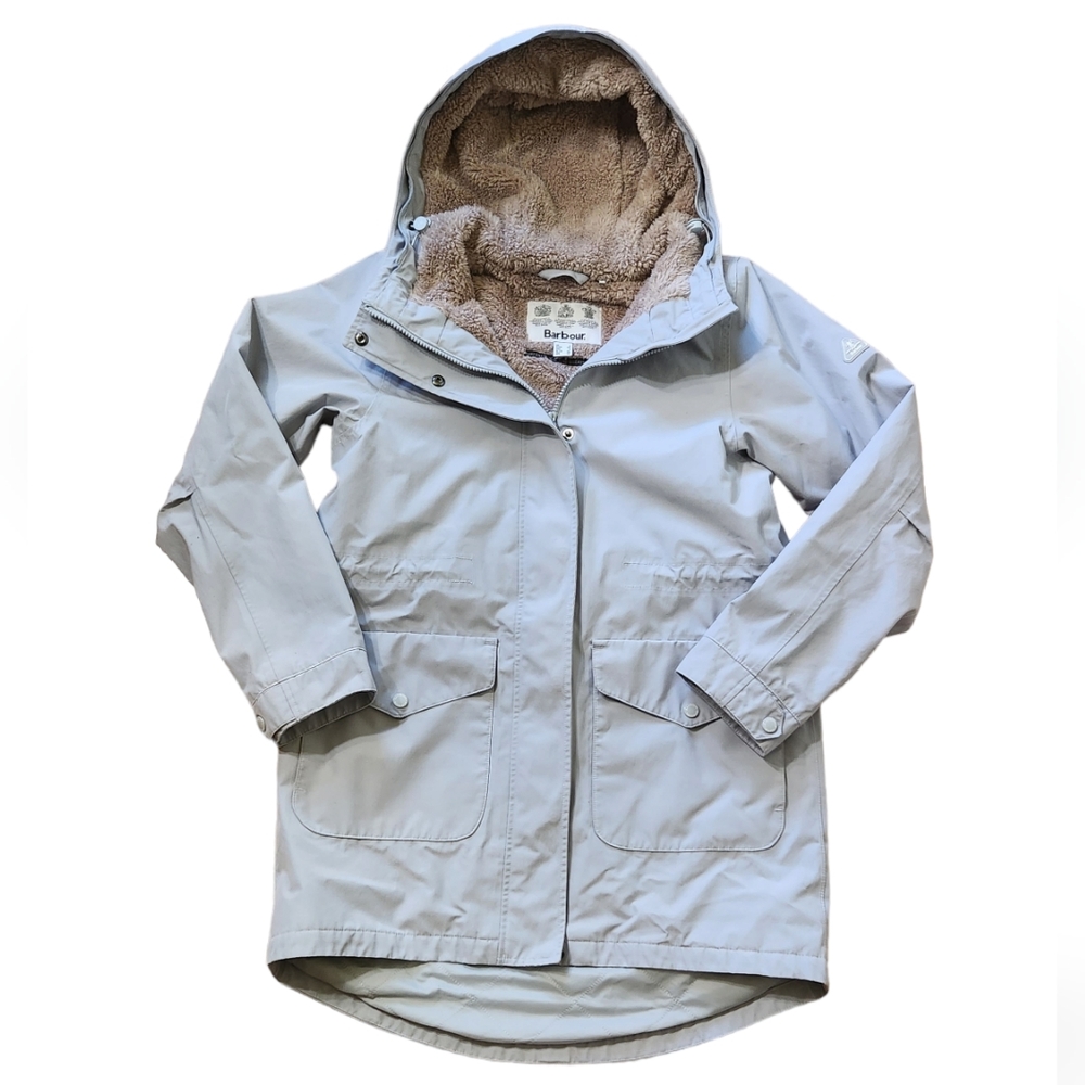 Barbour Pale Gray Utility Jacket with Hood